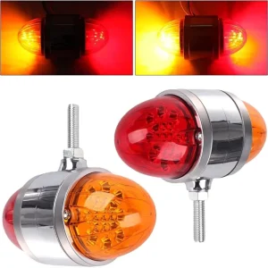 LED Indicator Light Amber Red Double Face Watermelon Lights Marker Lights with Chrome Plated Double Sided Auxiliary Steering