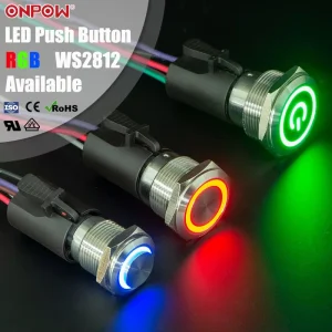 LED Push Button WS2812 Illuminated Metal Water Proof Push Button Switch Support Arduino Raspberry Pi ESP32 ESP8266
