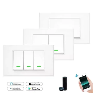 LEDEAST TB22 Smart Home 1 Gang 2gang 3gang 120mm Button Switch Tuya App Remote Control Voice Control Smart Wifi Switch