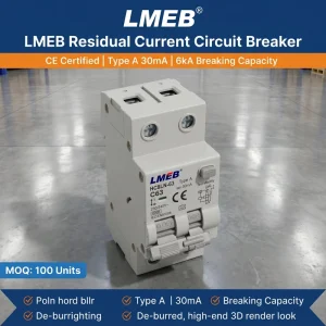 LMEB HC8LN 63 Type a RCBO 2P 10A to 63A 30mA Earth Leakage Circuit Breaker 6kA for Home Distribution Box
