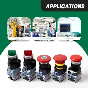 LVBO Selector Rotary Switch Mushroom Emergency Stop Switch Momentary Self-lock Pushbutton for Industrial Automation Equipment