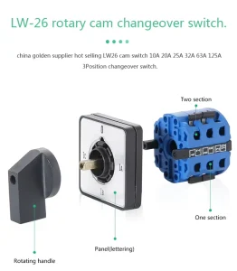 LW26 20 Changeover Switches with Centre OFF 60 Degree 3 Pole CA10 Distribution Switches Rotary Cam Operated Switch