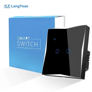 LangYeao Tuya Smart Home WiFi Touch Screen Switches 1 2 3 4 Gang Glass Panel Wall Light Smart Switch Alexa Remote ABS