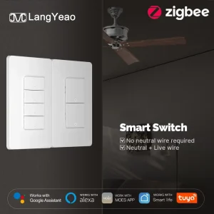 LangYeao Zigbee Smart Light Switch US Standard No Neutral/Neutral Wire Optional 10A Works with Alexa Google Home