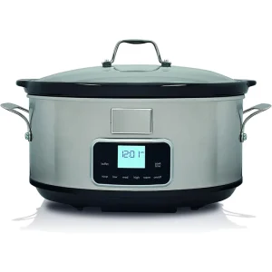 Large Capacity 6.6 L Stainless Steel Slow Cooker with 6 Preset Programs 235 W Glass Lid for Slow Cooking & Sous Vide