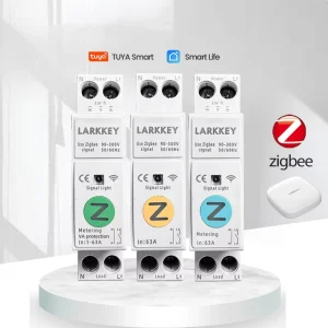 Larkkey Tuya Smart Life Zigbee Mini Plastic Relay MCB Smart Switch 1 50A 1P+N Household Energy Meter Voltage Current Protector
