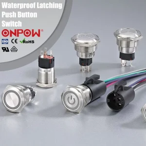 Latching Push Button Switch 16mm 19mm 22mm 25mm Metal Momentary Push Button Switch Waterproof SPDT DPDT CE RoHS