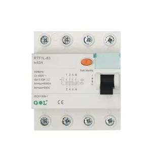 Latest Electromagnetic Type 4P RCBO Earth Leakage Circuit Breaker PA66 10kA Breaking Capacity for Industrial Use