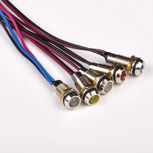 Light Indicator Flat Head Single Color Two Colors Three Colors 8mm LED Metal Indicator Light with Wire