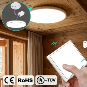 Log Cabin Wireless Light Switch Kit 10A RF433 Waterproof for Wooden House Bedside 1-Gang Remote Control 1000W LED Load Switch