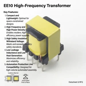 Low Leakage EE10 Switch Power Transformer for LED Driver 12V 24V 48V Isolation High Frequency Transformer Factory