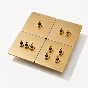 Luxury Gold Retro Toggle 1 2 3 4 Gang 2 Way USB Light Switch European Stainless Steel Panel Wall Socket for House Hotel