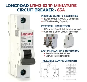 MCB 1P – 4P 7A 19A 33A 42A 57A 63A 6kA Breaking Capacity 400V AC Miniature Circuit Breaker ELCB RCCB