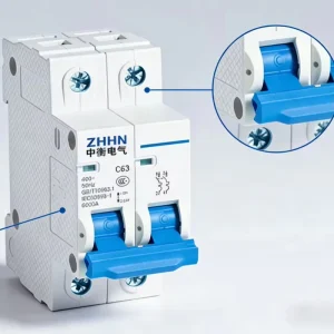 MCB 2 Pole 63A 230 400V Miniature Circuit Breaker 6kA Breaking Capacity DIN Rail for Distribution Box