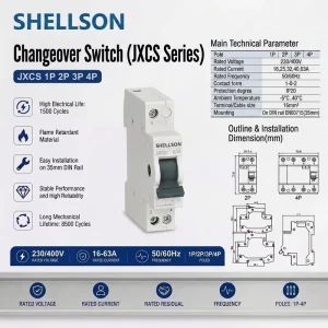 MCB 40A 63A Circuit Breaker Changeover Manual Transfer Switch Din Rail Isolating Changeover Switch