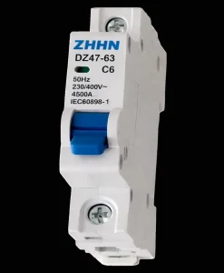 MCB DZ47-63 C6 1P 6A Mini Circuit Breaker 4500A Short Circuit Protection for Household & Industrial Use