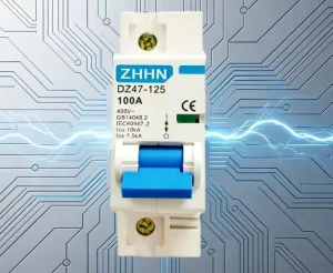 MCB ZHHN Mini Circuit Breaker DZ47 125 1P 400V AC 10kA Breaking Capacity 100A High Current Copper PA66 BCD Curve D