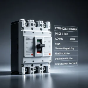 MCCB Molded Case Circuit Breaker CDM3LS 3P 400A AC400V 50kA BCD Curve C