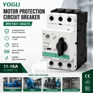 MPCB Motor Starter Protector 3RV1021 4AA10 11 16A DIN Rail Mounted Circuit Breaker for AC Motor