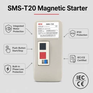 MS Series MS T20 5.5kW Magnetic Starter 400V 3P DOL TH T18 Thermal Relay 0.24 22A 9 Step Motor Control Overload CE IEC CCC