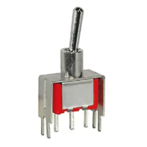 MTS 202 A2T Mini Toggle Switch DPDT 6P ON ON 6A 125VAC Vertical PCB Pin Miniature Lever Toggle Switch