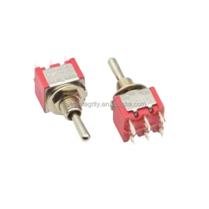 MTS 223 Red Toggle Switch Dual Sided Reset Automatic Return to Center Six Pin Three Gear Toggle Switch Six Pin Three Gear