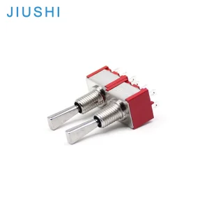 MTS-223B1 6mm Toggle Switch 6-pins 3-way ON/OFF/ON 3-positions Double-sided Reset Short Flat Handle 2A/250VAC5A/125VAC DPDT 6mm