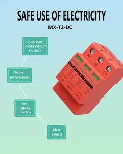 MX-T2-DC 3P 500V DC Solar PV Surge Protector 40kA DIN Rail SPD