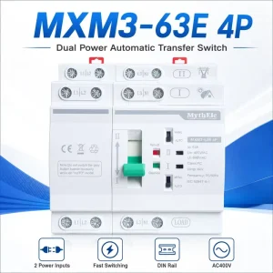 MXM3-63E ATS Dual Power Automatic Transfer Switch 63A Din Rail CB Type Auto Changeover Switch for Emergency Power