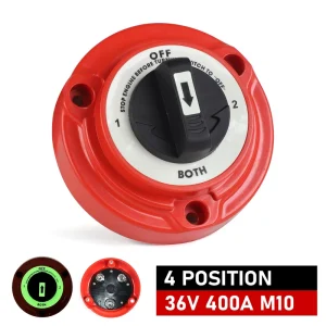 Marine Boat RV Big Truck Car Dual Battery Selector Switch 300A 6 32V Copper 4 Position Power Cut Battery Isolator Switch