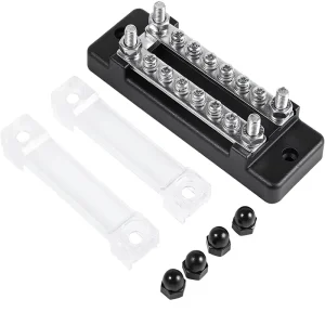Marine Busbar 12V-48V 150A with Distribution Terminal Block and Cover for Car and Marine Use