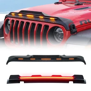 Matte Black Injection Molded JK JL JT Dynamic LED Turn Signal Indicator Lights Retrofit Upgrade Hood