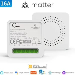 Matter 16A Smart Switch Module 1 Gang with HomeKit Alexa Google Voice Control App Control and Wi-Fi for Home Automation