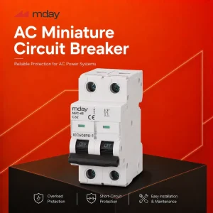 Mday MJC-63 1P-4P 1-63A Miniature Circuit Breaker (MCB) 6kA Breaking Capacity Rail Mounting IP20 Protection 2-Year Warranty
