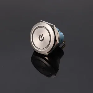 Metal 30mm Anti Vandal Push Button Switch With Power Symbol