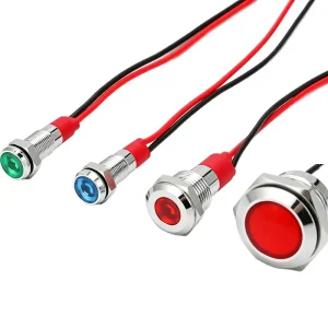 Metal IP65 Waterproof White LED Indicator Light 8mm 1NO Switch 10000 Hours for Home Appliance 6V-24V 220V