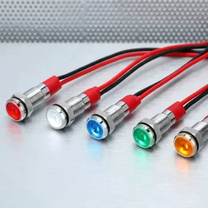 Metal IP66 IK09 Waterproof Colorful LED Indicator Light 8mm 1NO Switch 1 Year Warranty for Home Appliance 6V-24V 220V