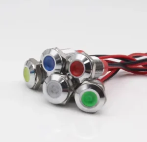 Metal Indicator Light 6mm with Wire signal Light Five Colors Compatible with AC and DC High brightness LED