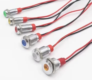 Metal Indicator Light 8mm with Wire signal Light Five Colors Compatible with AC and DC High brightness LED