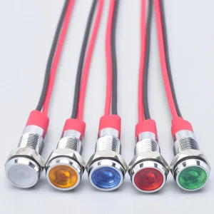 Metal Indicator Light Waterproof Signal Indicator With Line Red Green Yellow Blue and White 110V 15MA IP65 IP68