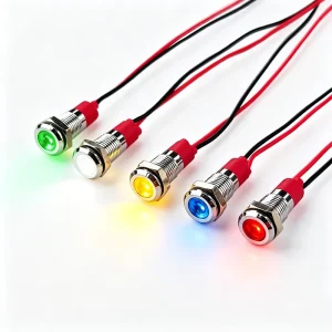 Metal Indicator Light with Wire 6-16mm 3-24v/220v LED Power Indicator Light IP67 Rated 10000 Hours Lifespan