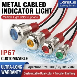 Metal Indicator Lights 6 8 10 12mm Waterproof IP67 Red Yellow Blue Green White Dual Color Tri Color LED Signal Lamps for