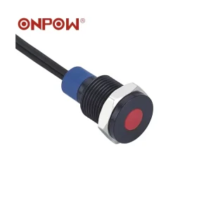 Metal Lamp CE ROHS Flat Head 12mm LED Signal Lamp with Wire Lead Metal Indicator