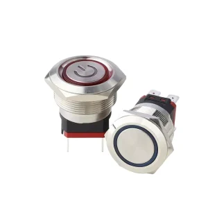 Metal Push Button Switch Large Current with Power Symbol LED Lighting Stainless Steel