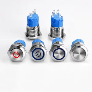 Metal Push Button Switch with LED Light 12 16 19 22mm Waterproof Latching Momentary Illuminated Push Button Switches