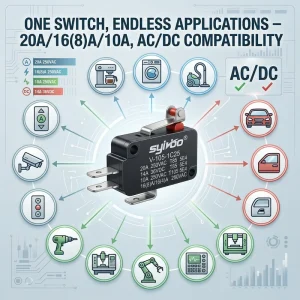 Micro Limit Switches 3-Pin SPDT Snap-Action Design NO/NC 20A 125/250VAC IP40 for Microwave Oven Door