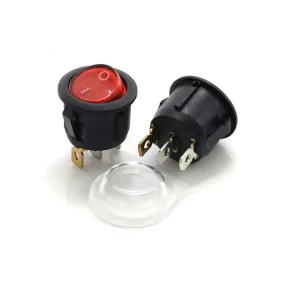 Micro Rocker Switch Black Round Push Industrial Use PA66 Material On Off Function IP65 Protection 10A HM-KCD1-2P Model