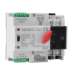 Mini ATS 2P Automatic Transfer Switch AC 400V 50 60Hz Dual Power Din Rail Mount Electrical Selector Switches 63A 100A