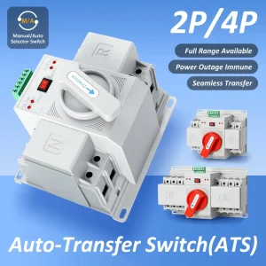 Mini CB Type ATS Automatic Transfer Switch 4P 63A Dual Power Changeover Switch AC400V