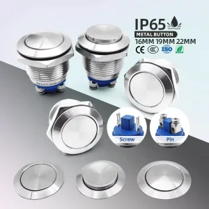 Mini Metal Push Button Switches 16mm 19mm 22mm Mechanical Momentary on Off IP65 Waterproof Electric Buttons Switch